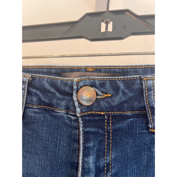 Harper Womens Medium Wash Distressed Hem Skinny Jeans With Button Closure & Pock - Picture 4 of 7